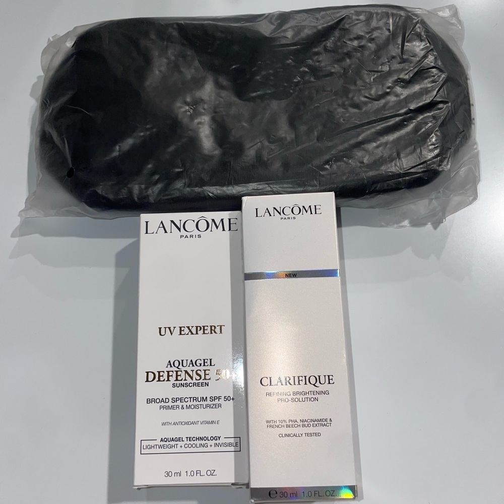 Lancome Clarifique Serum and UV Expert Sunscreen with Bobbi Brown pouch